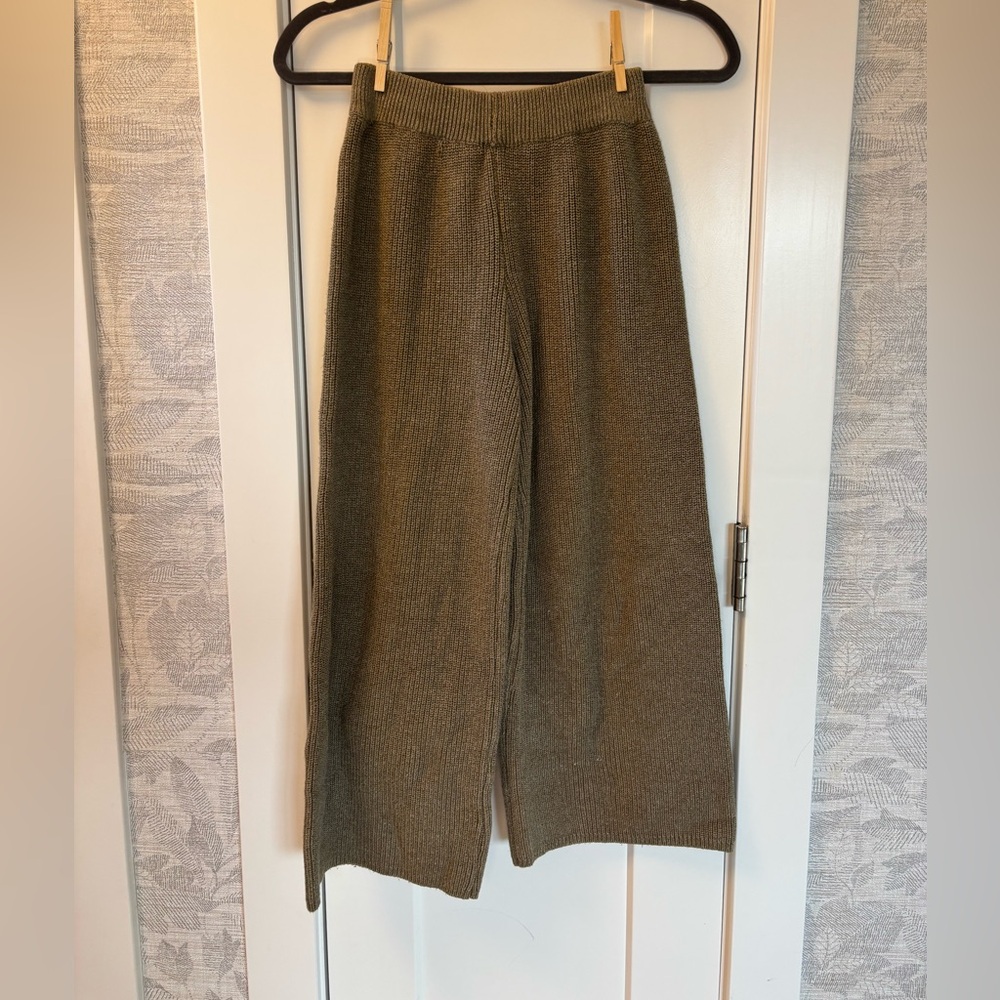 Petal & Pup Tan Wide-Leg Pants Cozy Knit Cropped Sz Small